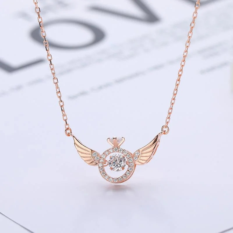 Angel Wing Necklace for Women - Korean Style Dainty & Elegant Pendant, Minimalist Delicate Gold/Silver Chain Jewelry Gift