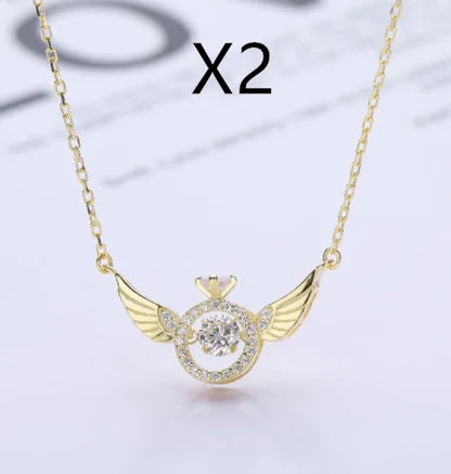 Angel Wing Necklace for Women - Korean Style Dainty & Elegant Pendant, Minimalist Delicate Gold/Silver Chain Jewelry Gift