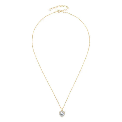 OXTAO 2.0ct Heart Moissanite Pendant Necklace Adjustable 925 Sterling Silver Trend Luxury Clavicle Chain Necklace Jewelry