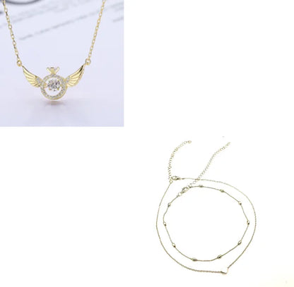 Angel Wing Necklace for Women - Korean Style Dainty & Elegant Pendant, Minimalist Delicate Gold/Silver Chain Jewelry Gift