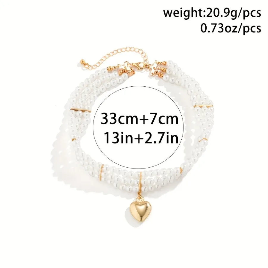 Ladies Pearl Gem Water Drop Pendant Fashion Beaded Necklace