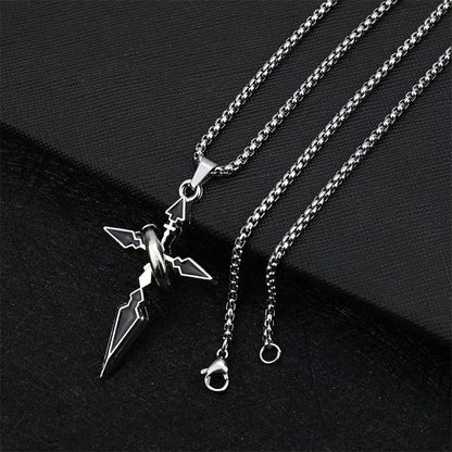New Metal Black Cross With Circle Pendant Necklace Men And Women Fashion Gothic Punk Trend Hip Hop Accessories Jewelry Gift