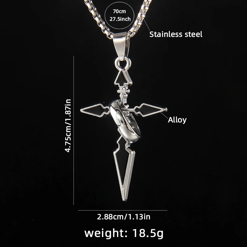 New Metal Black Cross With Circle Pendant Necklace Men And Women Fashion Gothic Punk Trend Hip Hop Accessories Jewelry Gift