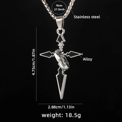 New Metal Black Cross With Circle Pendant Necklace Men And Women Fashion Gothic Punk Trend Hip Hop Accessories Jewelry Gift