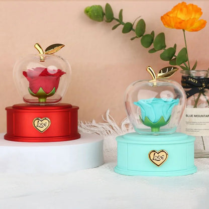 Plastic Preserved Rose with Necklace Eternal Rose Gifts Flower Jewelry Box Present for Valentines' Day Mother's Day Party Decors
