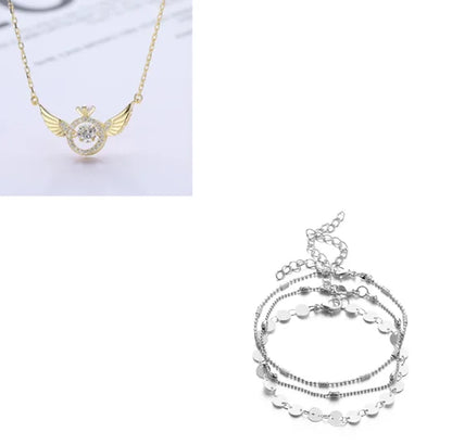 Angel Wing Necklace for Women - Korean Style Dainty & Elegant Pendant, Minimalist Delicate Gold/Silver Chain Jewelry Gift