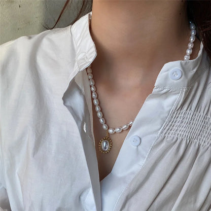 925 Sterling Silver Artistic Beaded Pearl Pendant Necklace – Handcrafted Dainty Chain Jewelry for Women